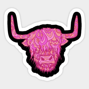 Highland Cow In The Pink Sticker